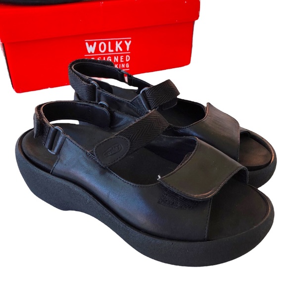 Wolky | Shoes | Wolky Walking Sandal Size 6 Eu 37 Black Velcro Leather |  Poshmark